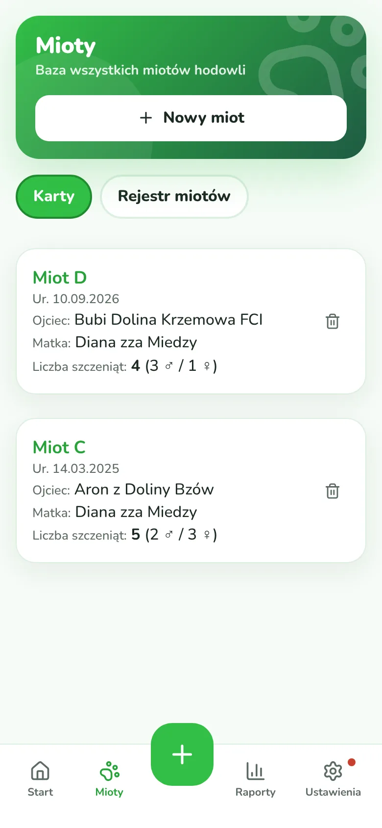 Lista miotów w Dogpilot